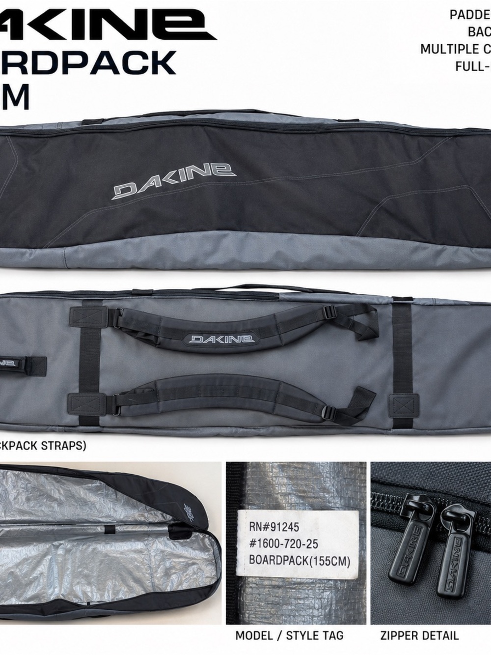 Dakine Boardpack Travel Bag in Black and Gray